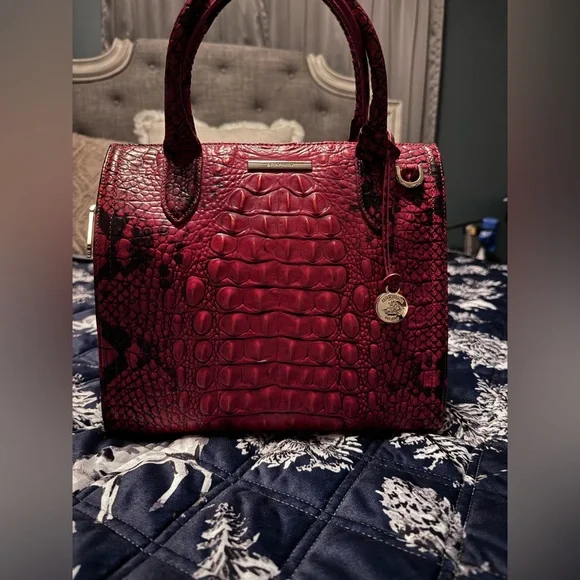 Brahmin Red Crocodile-Embossed Satchel - Picture 3 of 9